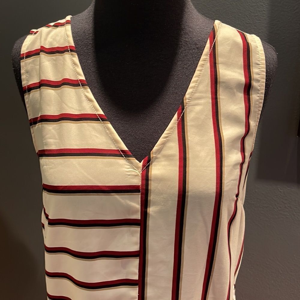 Sunday in Brooklyn(Anthropologie) striped blocked front V front/back neck top XS - Picture 2 of 3
